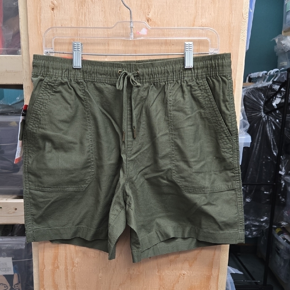 Tahari Size M Olive Green Cotton High Waisted Shorts